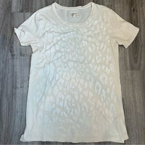 Current/Elliott Cheetah Cream Breathable Vintage Distressed T-Shirt Size 1